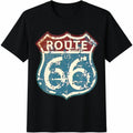Route US 66 Highway Sign Summer Cotton T-Shirt - Black