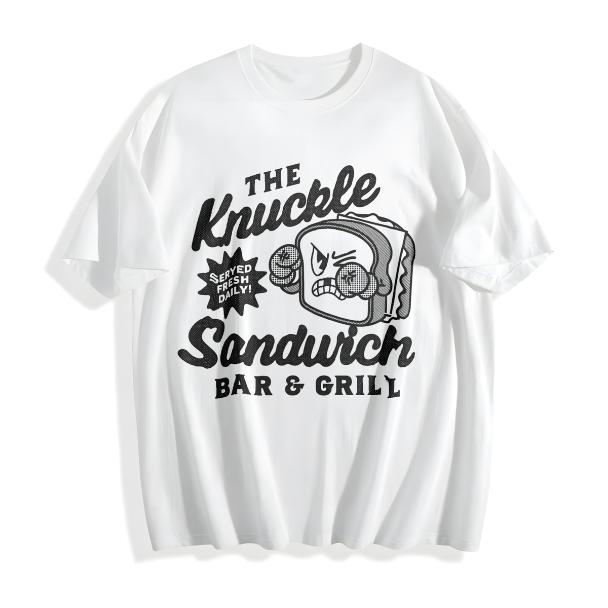 Funny The Knuckle Sandwich Bar And Grill Sarcastic Novelty For Cotton T-Shirt - product view