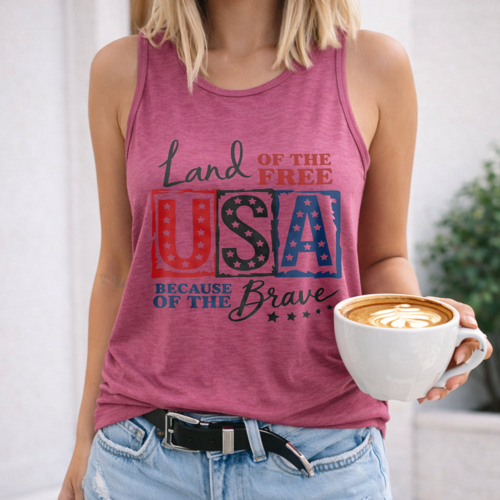 USA Land Of The Free Racerback Women's Tank Top - product view