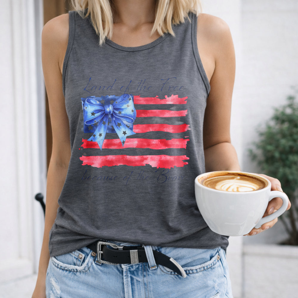 Land Of The Free Because Of The Brave Memorial Day 4th Women's Tank Top - product view
