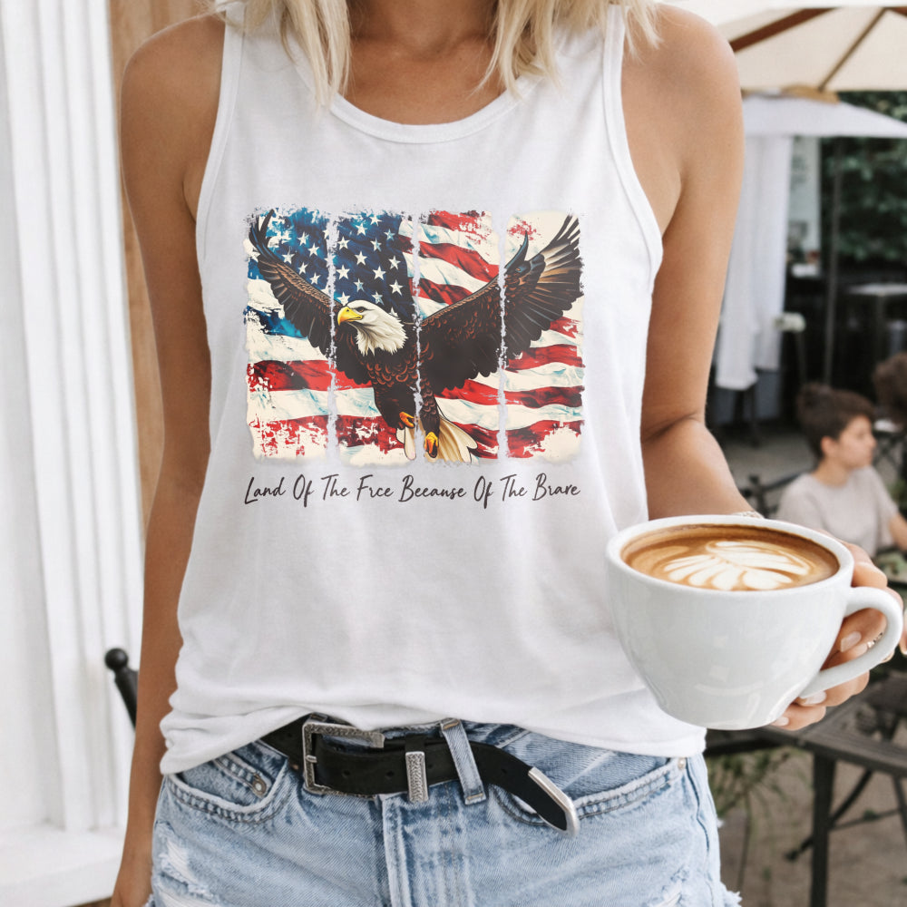 Land Of The Free Because Of The Brave Fourth Of July Women's Tank Top - product view