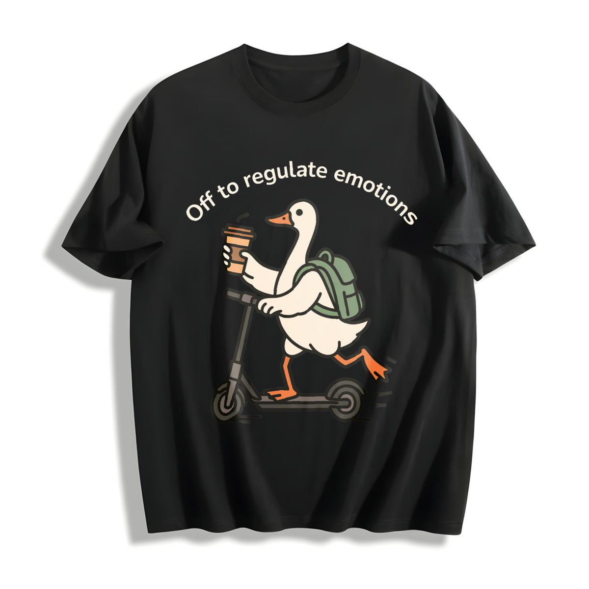 Off To Regulate Emotions Cotton T-Shirt - Black