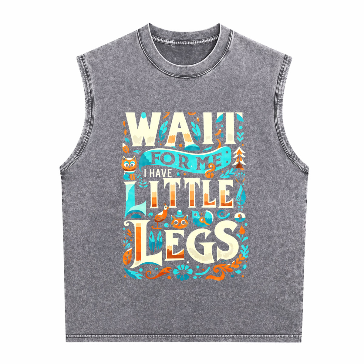 Cozy 'wait For Me I Have Little Legs' For Short Guys Men's Washed Tank Top - product view