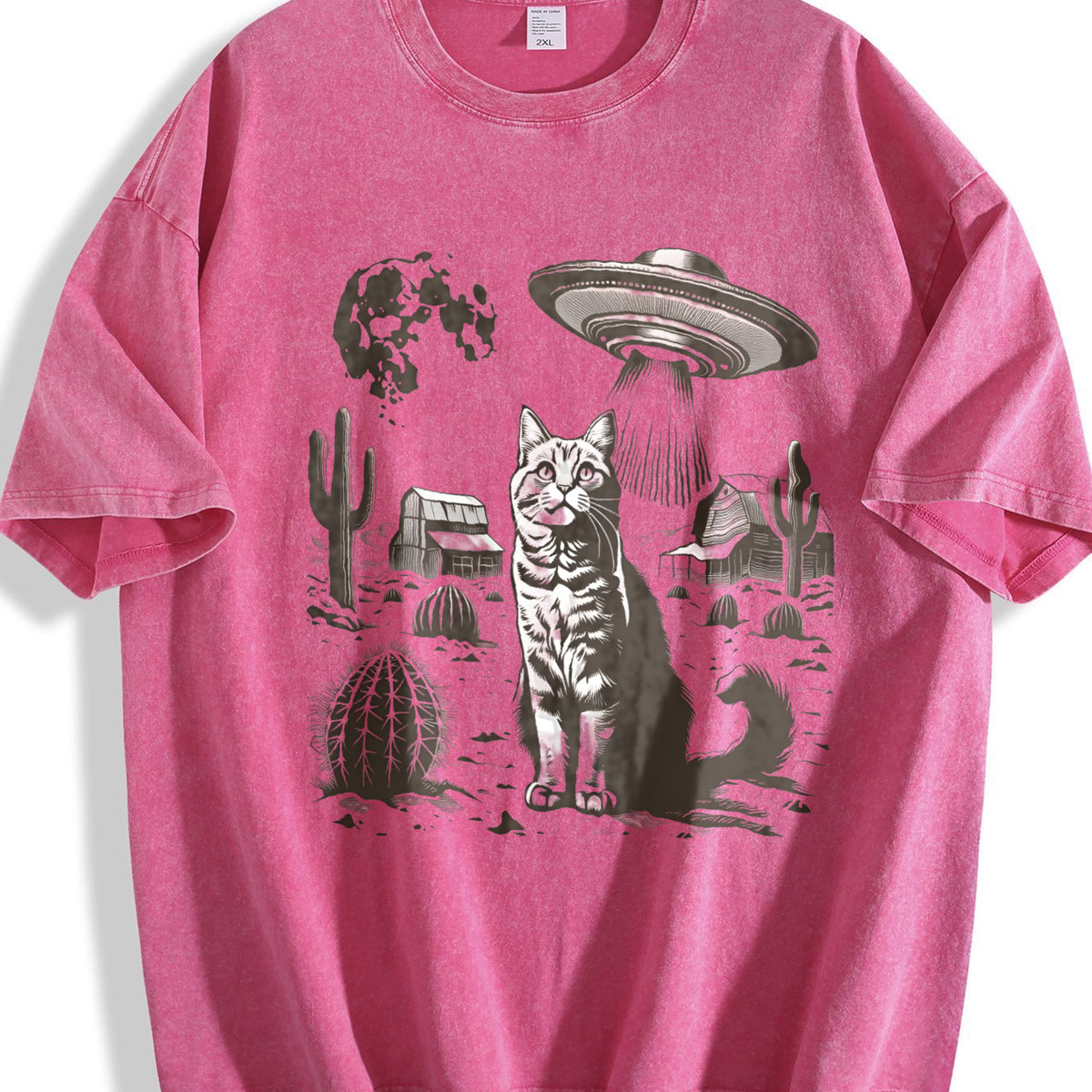 UFO Western Cat Vintage Washed T-Shirt - product view