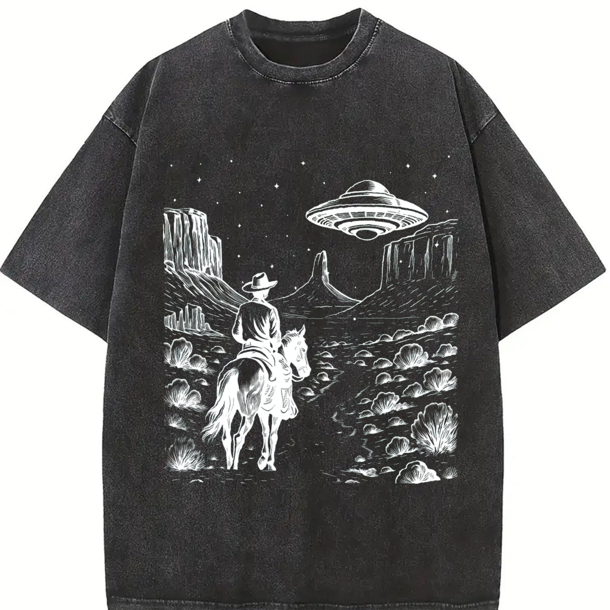 Cowboy Western 90s Vintage Washed T-Shirt - product view