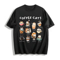 Coffee Cats Cat Drink Cotton T-Shirt - Black