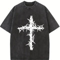 valentine shirts Men's Cross Print Drop Shoulder Hoodie, Fashion Casual Regular Fit Drawstring Pocket Hooded Tshirt for Daily Holiday Outdoor Wear, Men Christian Clothes for Fall & Winter