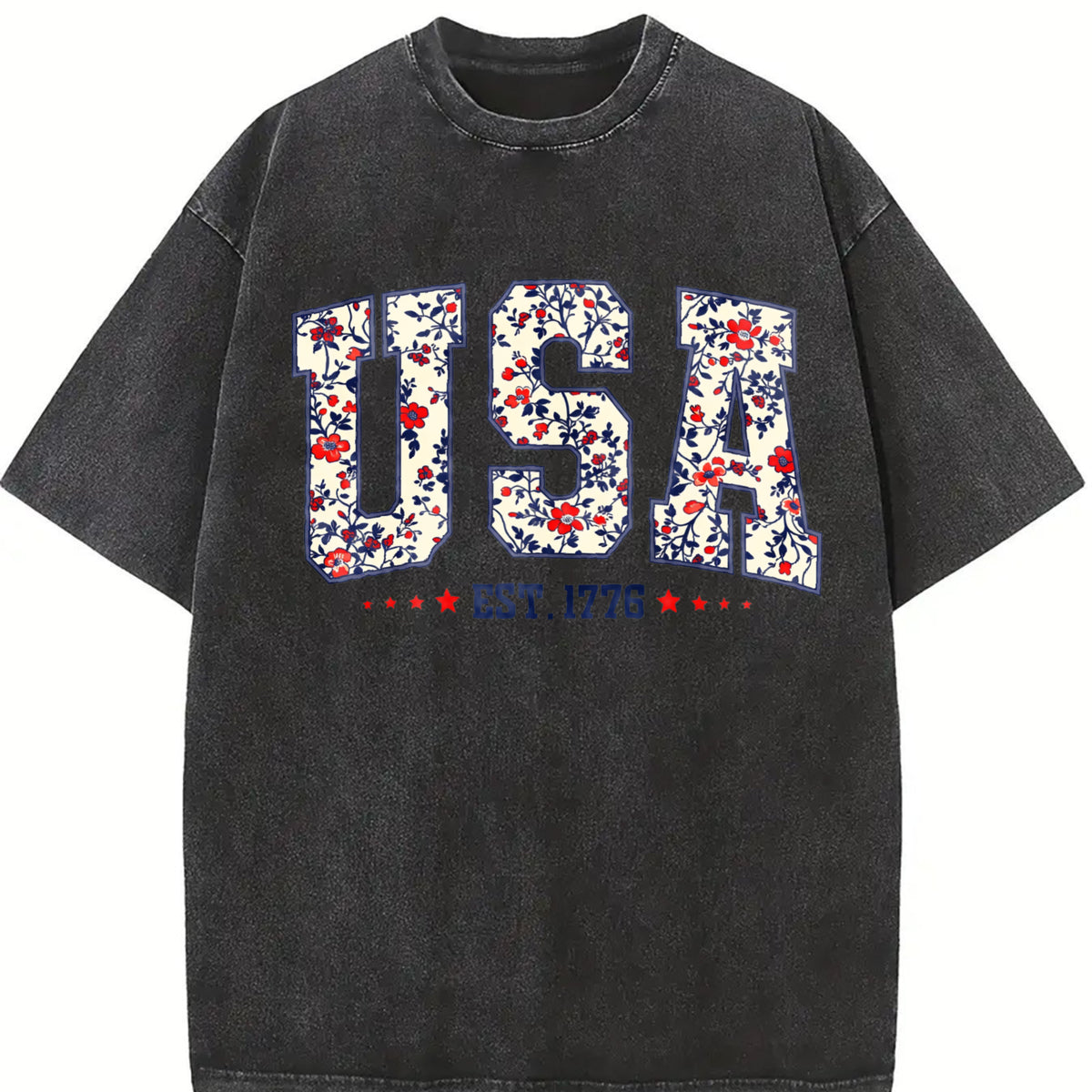 Comfort Colors Floral USA Shirt, Retro America Shirt, 4th Of July PNG, 4th Of July, Retro USA ,Soft Cotton, Unisex Fit, Classic Design