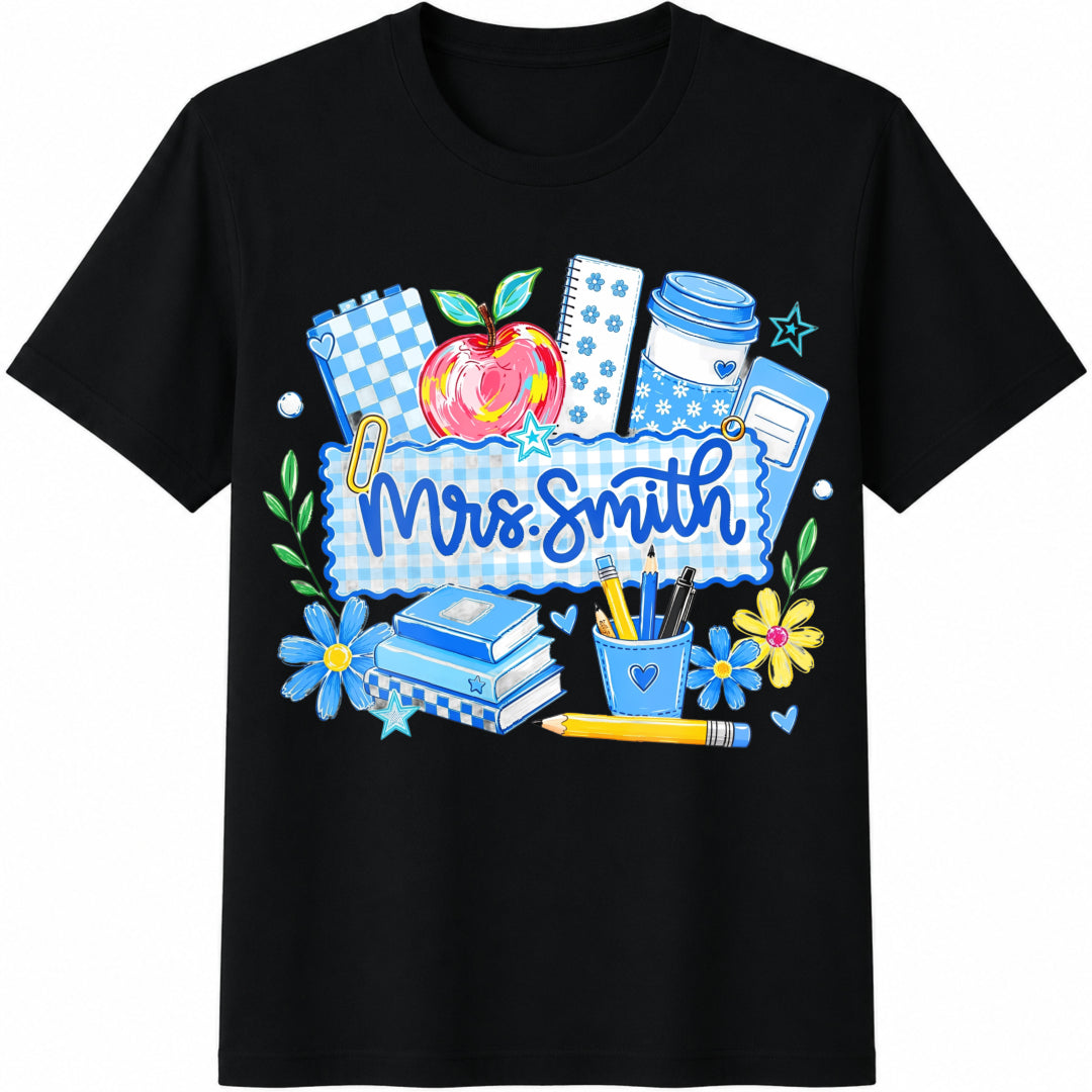 Teacher Name Cotton T-Shirt - Black
