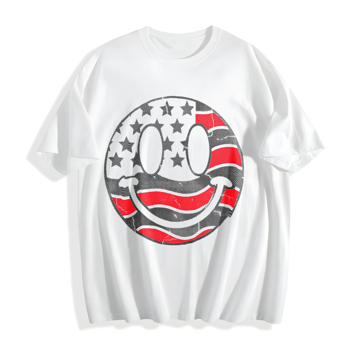 Funny American Flag Smile Sarcastic Fourth Of July Novetly For Cotton T-Shirt - product view