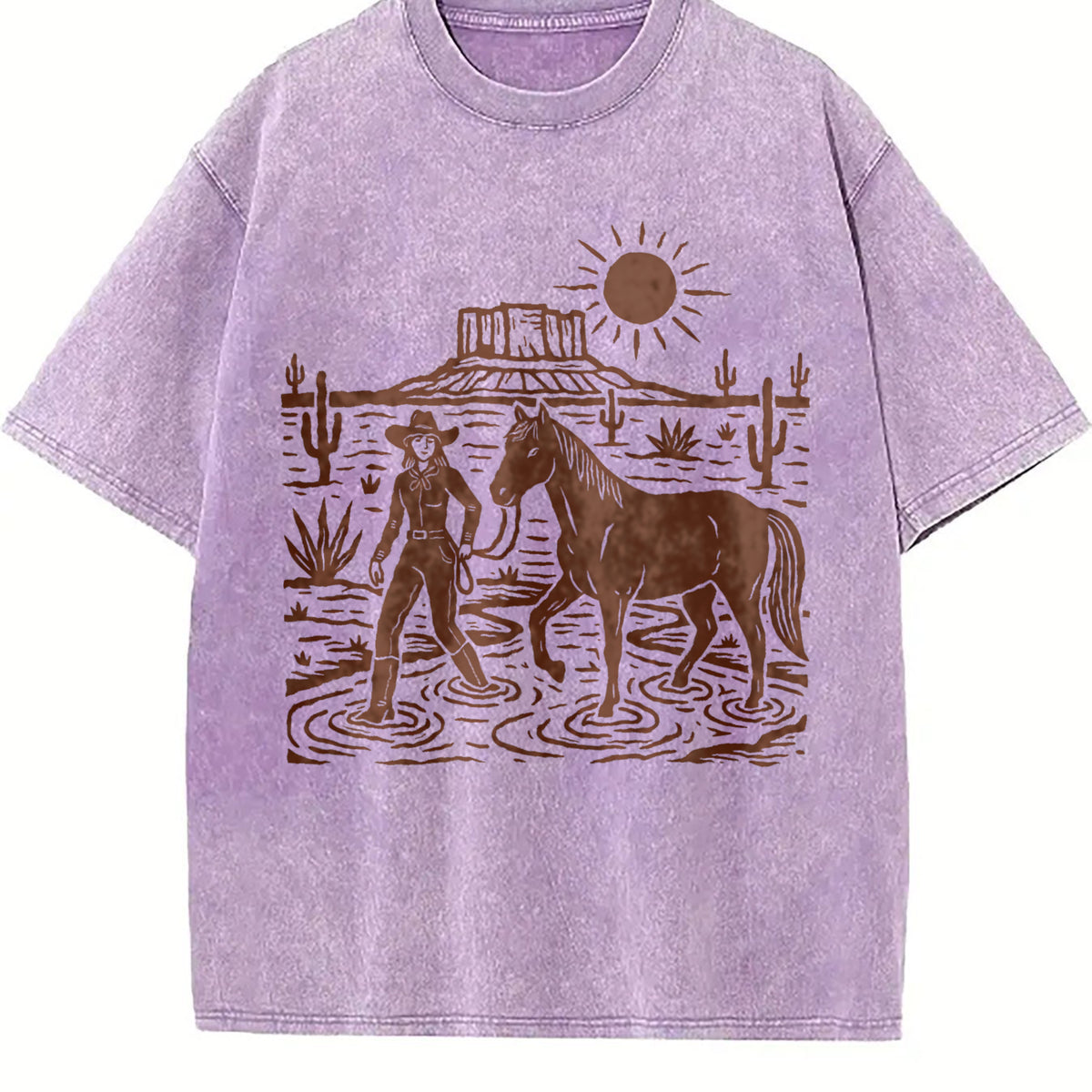 Cowgirl Desert Horse Vintage Washed T-Shirt - product view