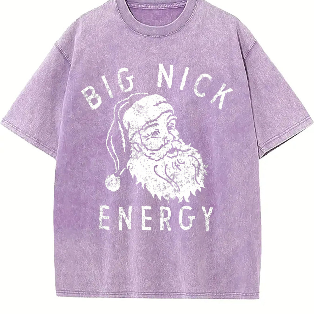 Big Nick Energy Funny Xmas Fat Santa Claus Saint Vintage Washed T-Shirt - product view