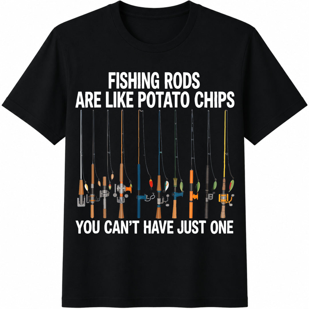 Funny Fishing Rods - Fisherman Cotton T-Shirt - Black