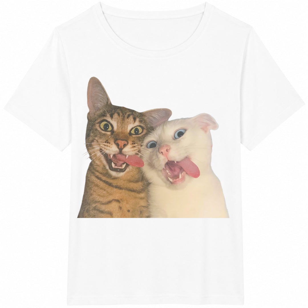 Funny Cat Tongue Out Cotton T-Shirt - product view