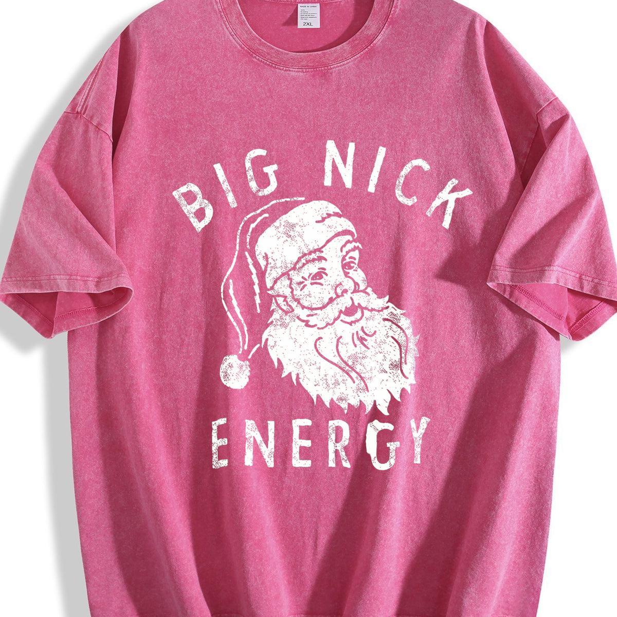 Big Nick Energy Funny Xmas Fat Santa Claus Saint Vintage Washed T-Shirt - product view