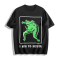 I Disagree Batik With Green Frog Cotton T-Shirt - Black