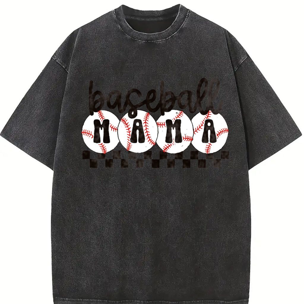 Baseball Mama Tshirt, Checkered Mama Shirt, Mothers Day Gift, Sports Mom Shirt, Cute Mom Shirt, Baseball Mom Top Womenswear Casual Summer