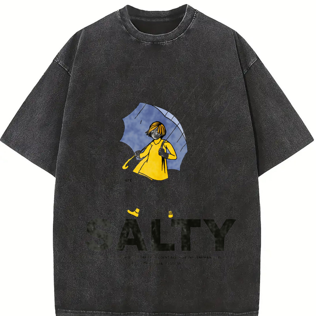Women's Sality Girl Print Crewneck Tee Vintage Trendy Casual Short Sleeve T-shirt in Black Breathable Cotton Fabric for Daily Wear Ladies Summer Top M-5XL - Womenswear