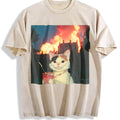 Patterned Vintage Washed T-Shirt - Beige