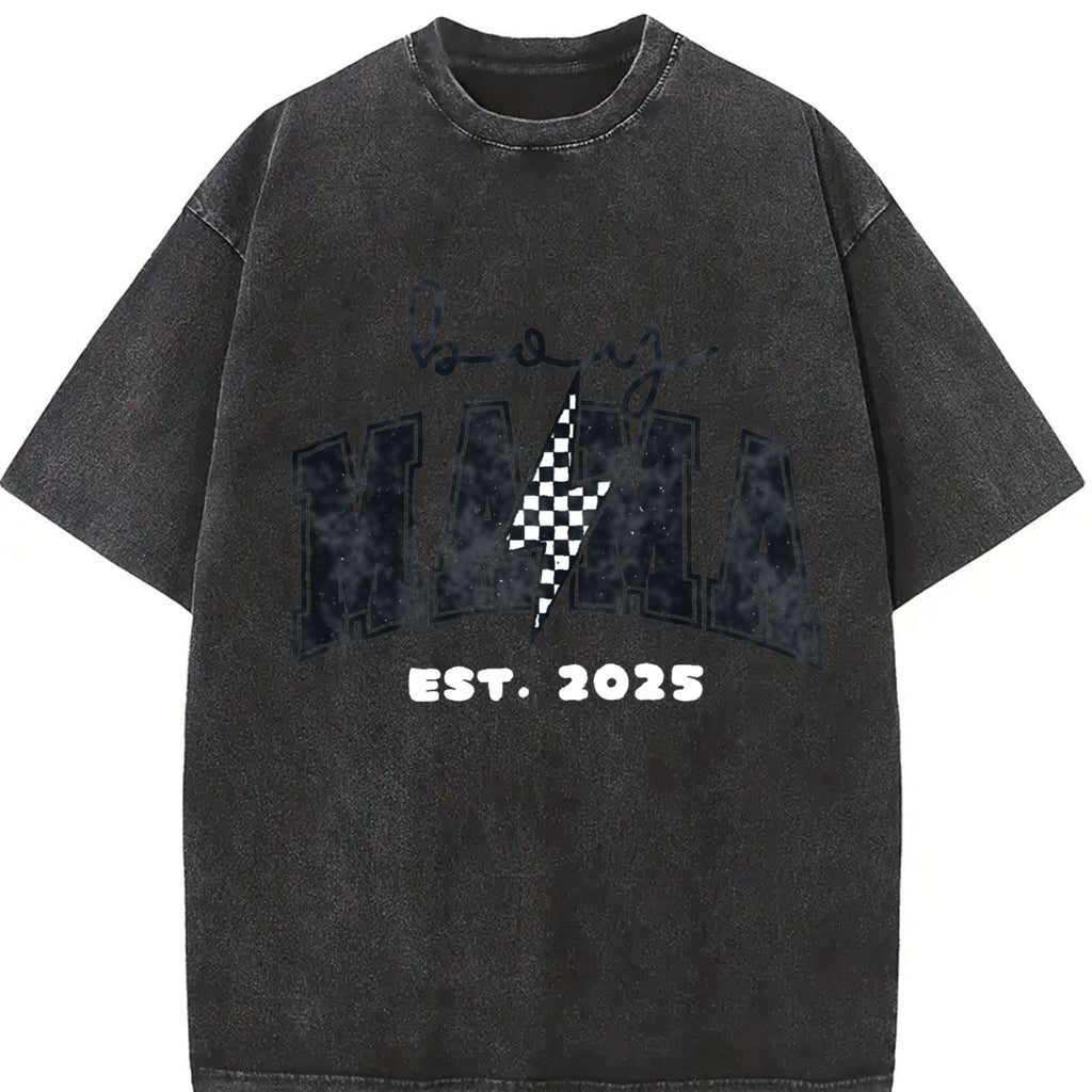 [ Sale Up To 65% ] Comfort Colors Boy Mom T shirt Custom Est Date Tee New Mama Lighting Bolt Shirt First Time Mom Mothers Day Gift Expecting Mom Baby Shower