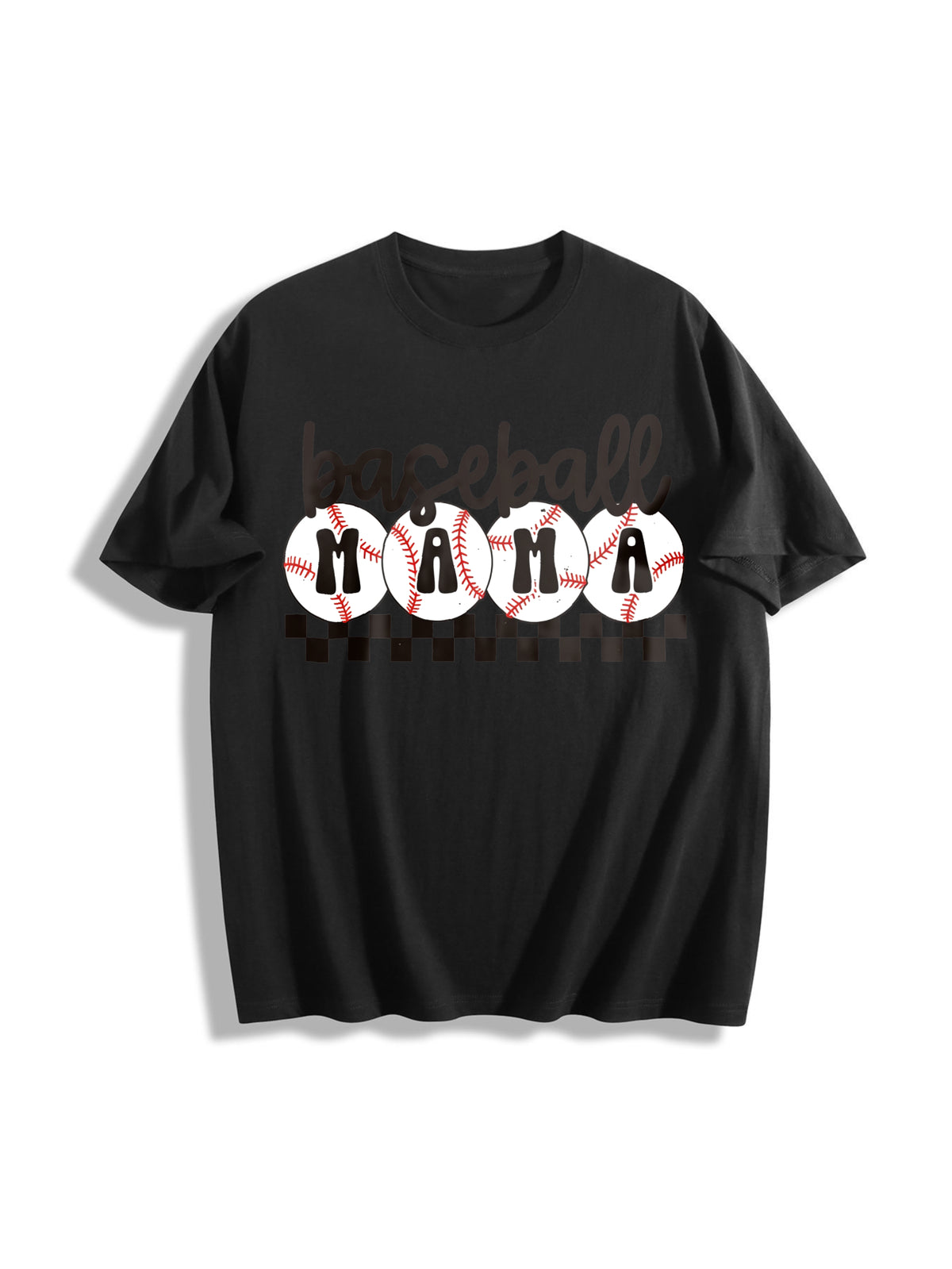 Baseball Mama Cotton T-Shirt - Black