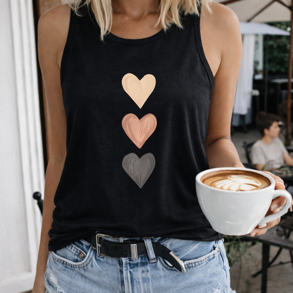Neutral Heart Stack Women's Tank Top - Black