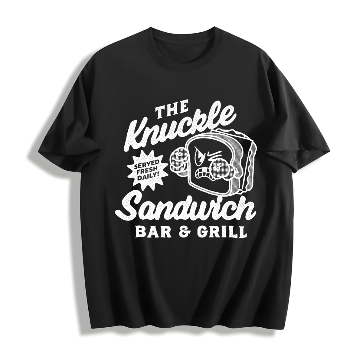 Funny The Knuckle Sandwich Bar And Grill Sarcastic Novelty For Cotton T-Shirt - Black