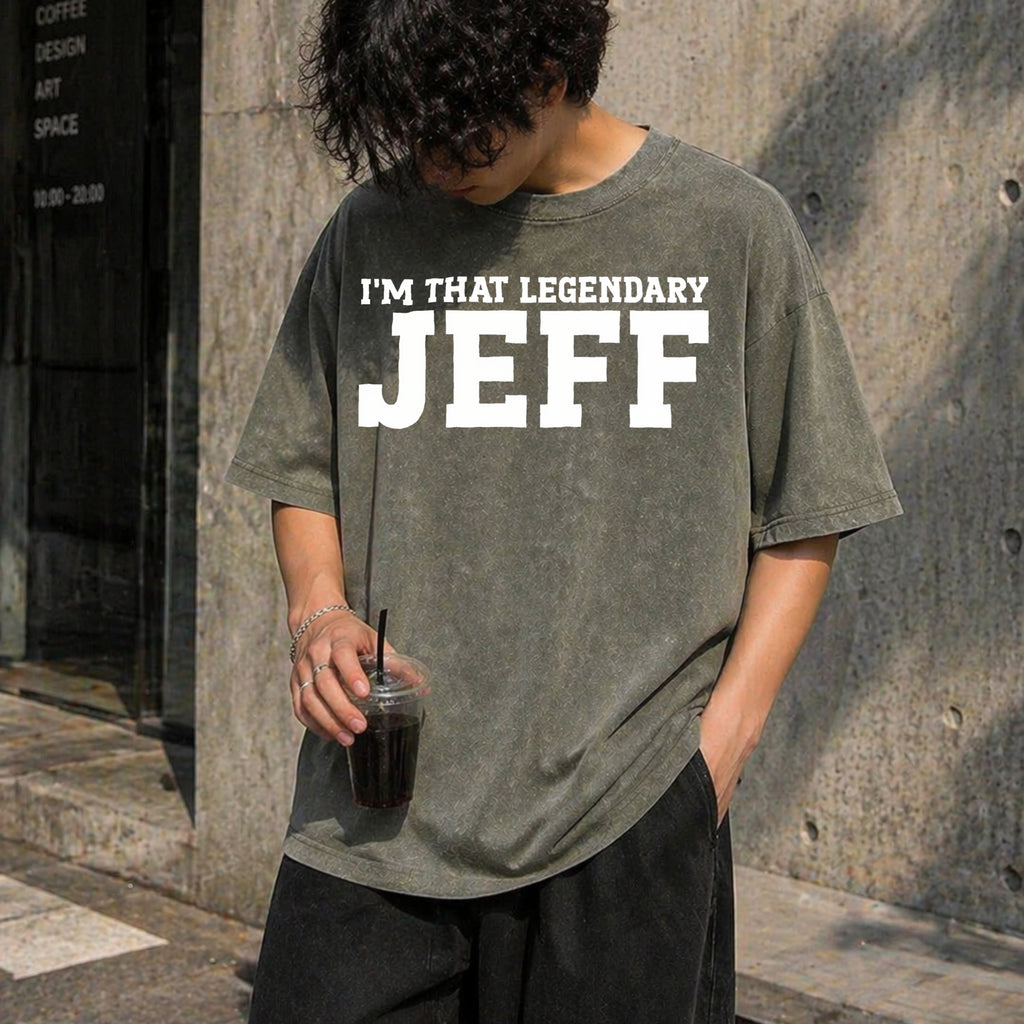 Jeff Personal Name First Name Funny Jeff Vintage Washed T-Shirt - product view