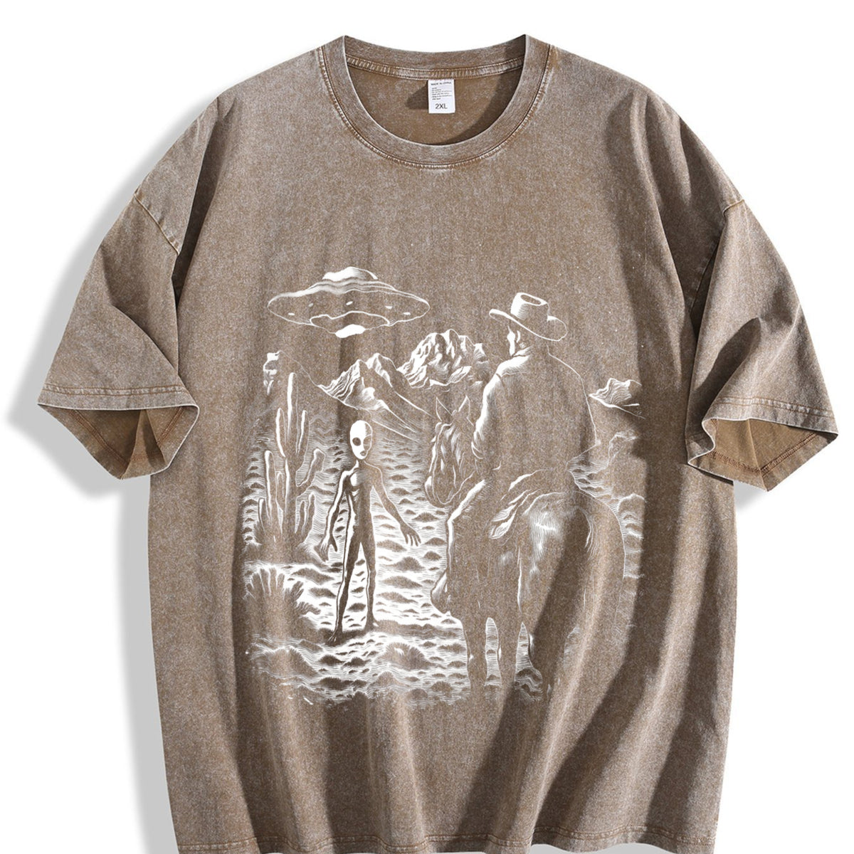 Cowboy UFO Western 90s Vintage Washed T-Shirt - product view