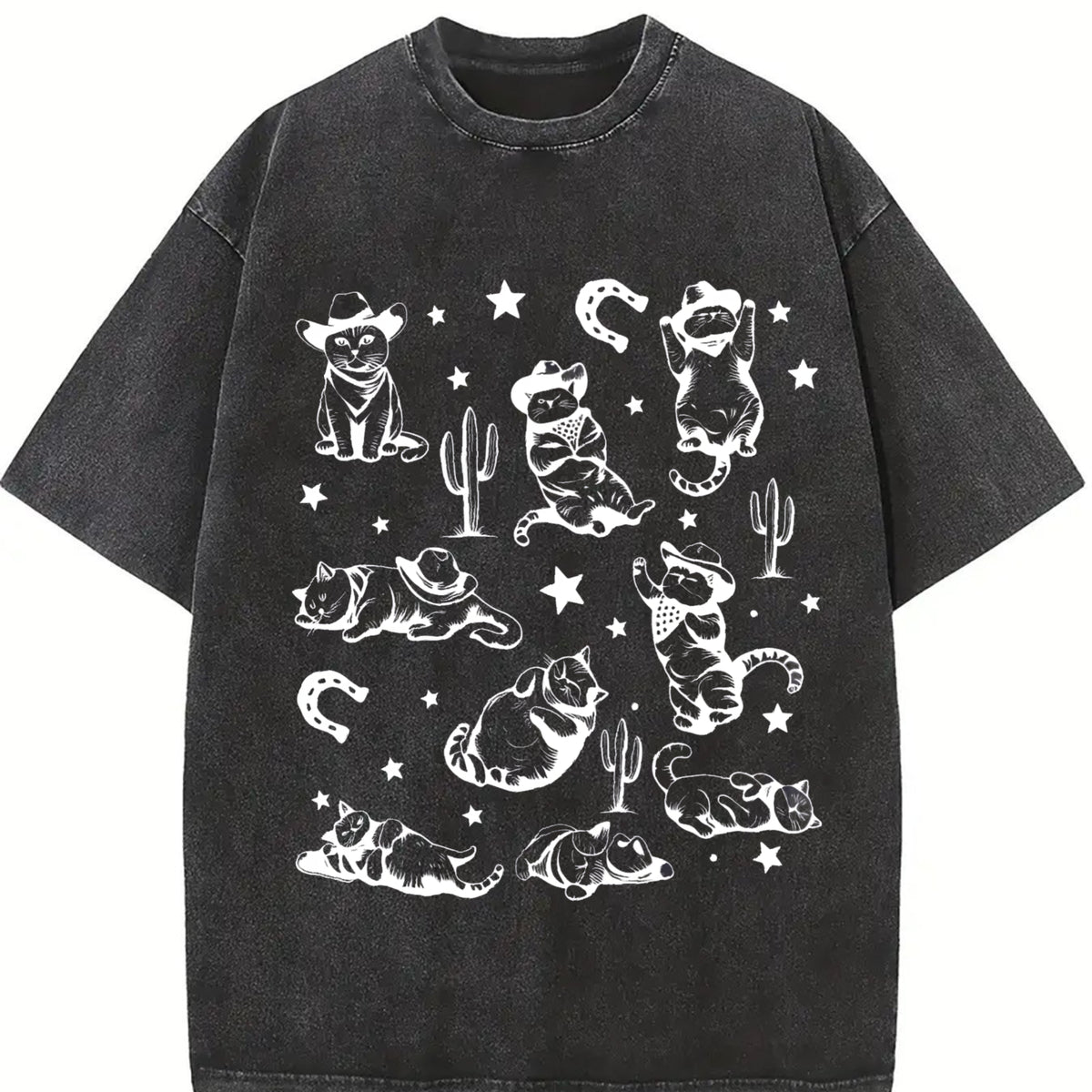 Cowboy Cats And Kittens Western Cowboy Vintage Washed T-Shirt - product view