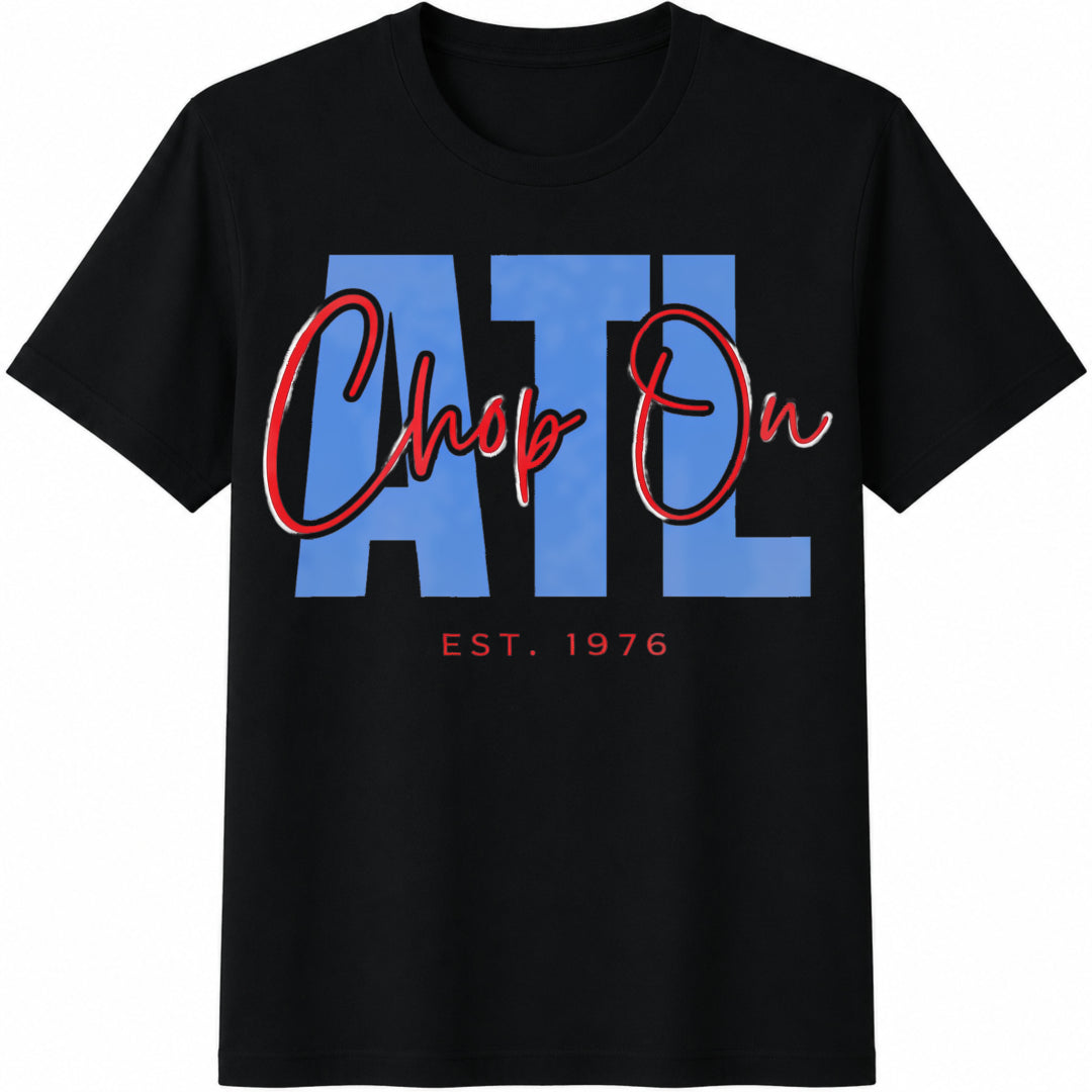 Atl Bravos Braves Atlanta Chop On Atl Butterfly Sizing Cotton T-Shirt - Black