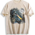 Dragon Castle Dark Art Vintage Washed T-Shirt - Beige