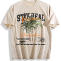 Stay Real Palm Tree Vintage Washed T-Shirt - Beige