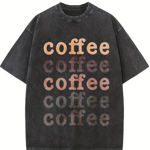 100 - With Coffee Brownwhite Lettering Vintage Washed T-Shirt - product view