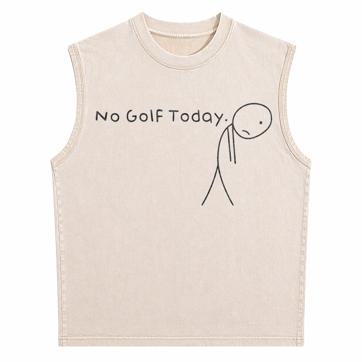 No Golf Today Funny Sad Stickman Golfer Golfers Men's Washed Tank Top - product view