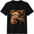 Funny Puppy Beer Cotton T-Shirt - Black