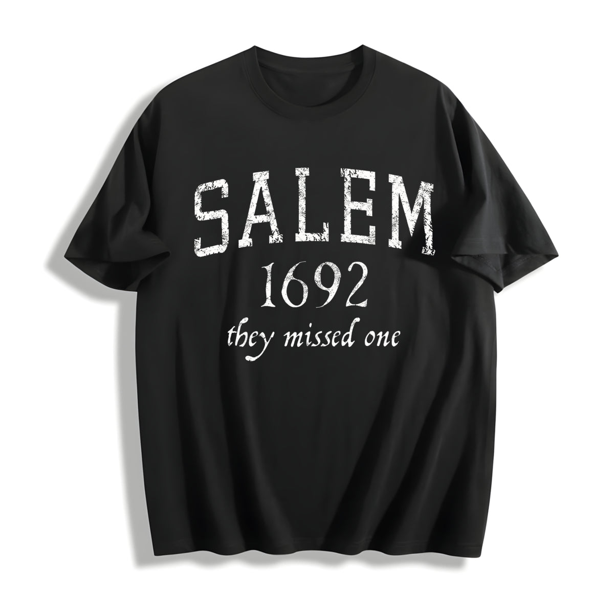 Salem Mass 1692 Funny Halloween Witch Broom Joke For Ladies Cotton T-Shirt - Black