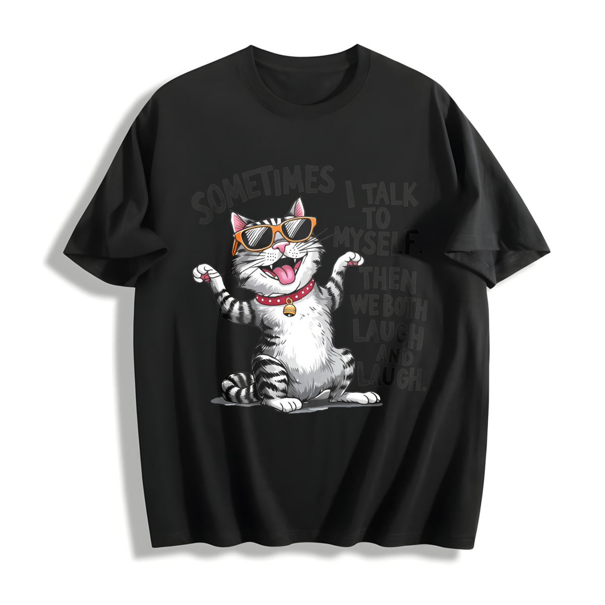 Cat Cotton T-Shirt - Black