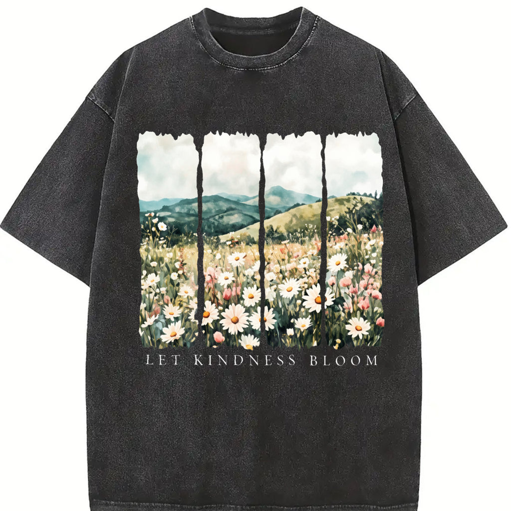Let kindness bloom T-shirt, cool and friendly retro floral T-shirt, cool T-shirt gift, inspirational women's shirt, floral friendly T-shirt