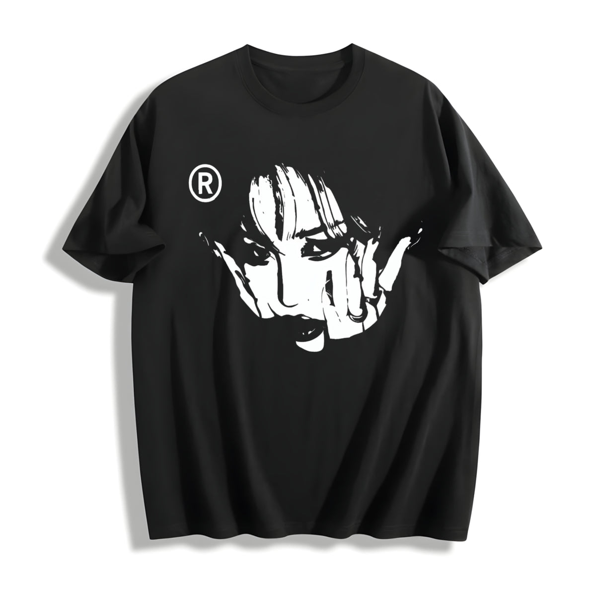 Face Y2K Cotton T-Shirt - Black