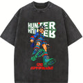 Gon HXH Wild Hunter Boy – Vintage Washed  Tee with Green Aura Fighter Graphic, Hunter Anime Inspired Streetwear & Retro Shonen Aesthetic