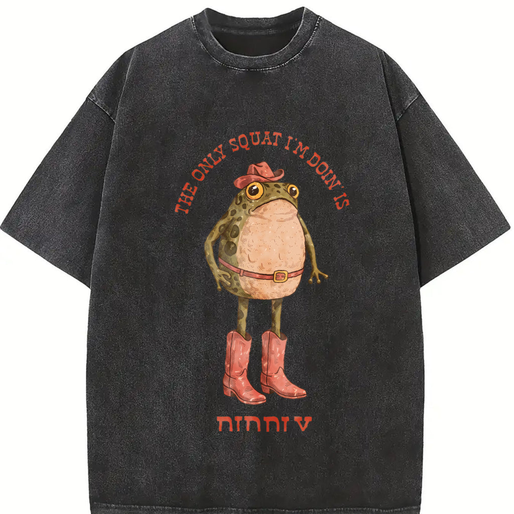 Comfort Colors The Only Squat I'm Doin' Is Diddly Shirt | Funny Cowboy Frog Shirt | Western Humor | Lazy Gym Shirt | Sarcastic Western