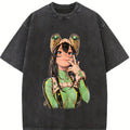 Tsuyu Asui My Hero Academia Anime Double Printed Vintage Washed Tee Unisex Oversize Anime Manga Washed Heavyweight Cotton T-shirt