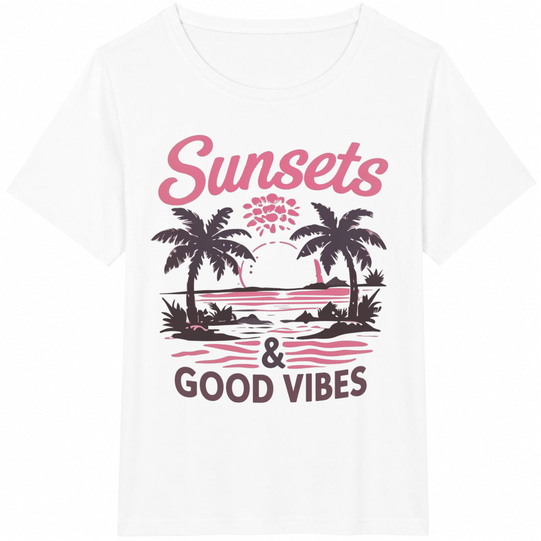 Palm Tree And Sunset Cotton T-Shirt - product view