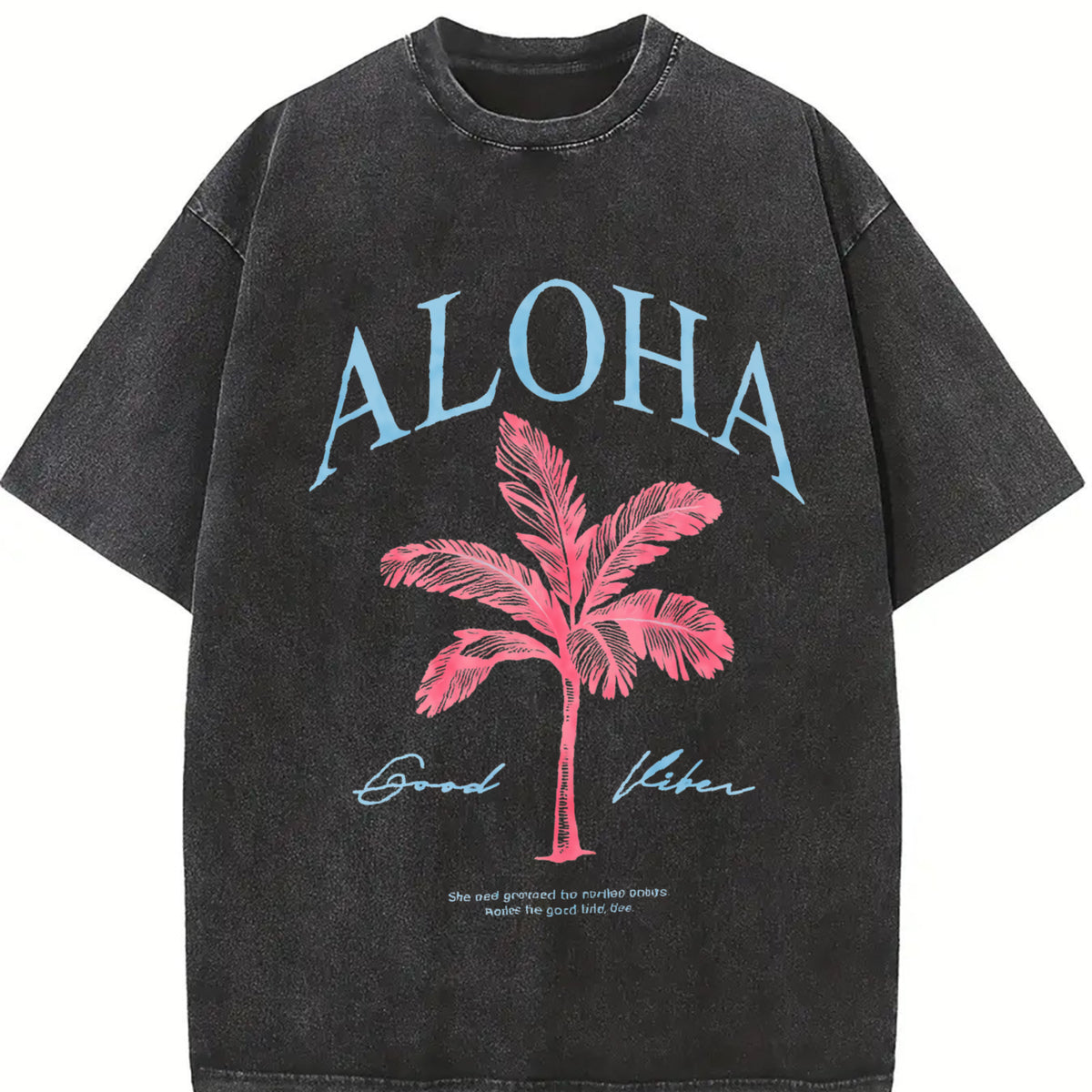 Women's ALOHA Tropical Palm Tree Print Casual Round Neck T-Shirt, Stylish Summer Wear for Daily Vacation, Loose-Fitting Thin Fabric Top