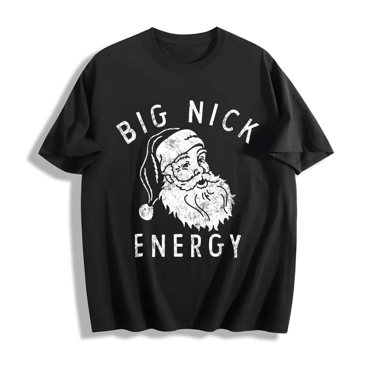 Big Nick Energy Funny Xmas Fat Santa Claus Saint Nicholas For Cotton T-Shirt - Black
