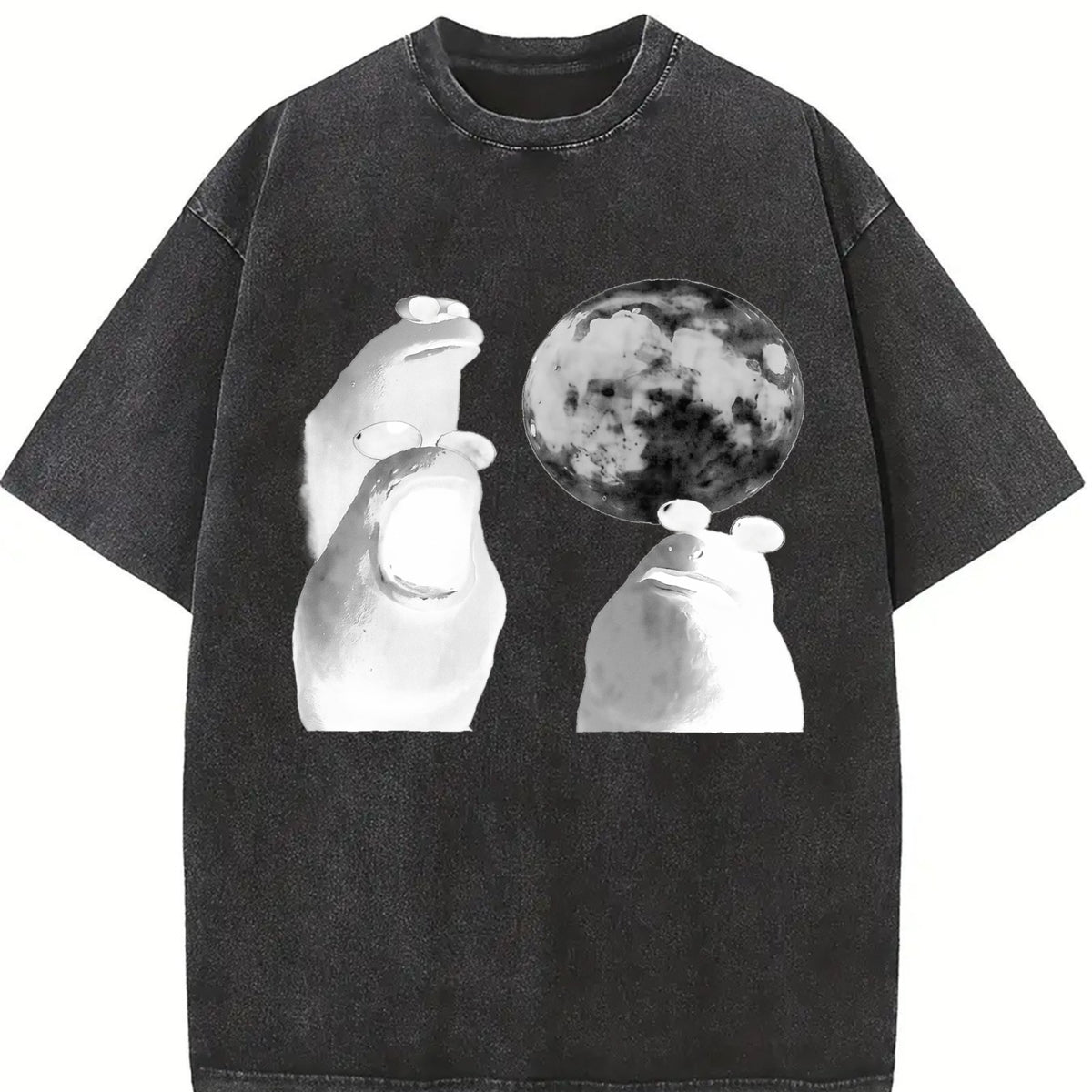 Viral Moon Frog Meme Vintage Washed T-Shirt - product view