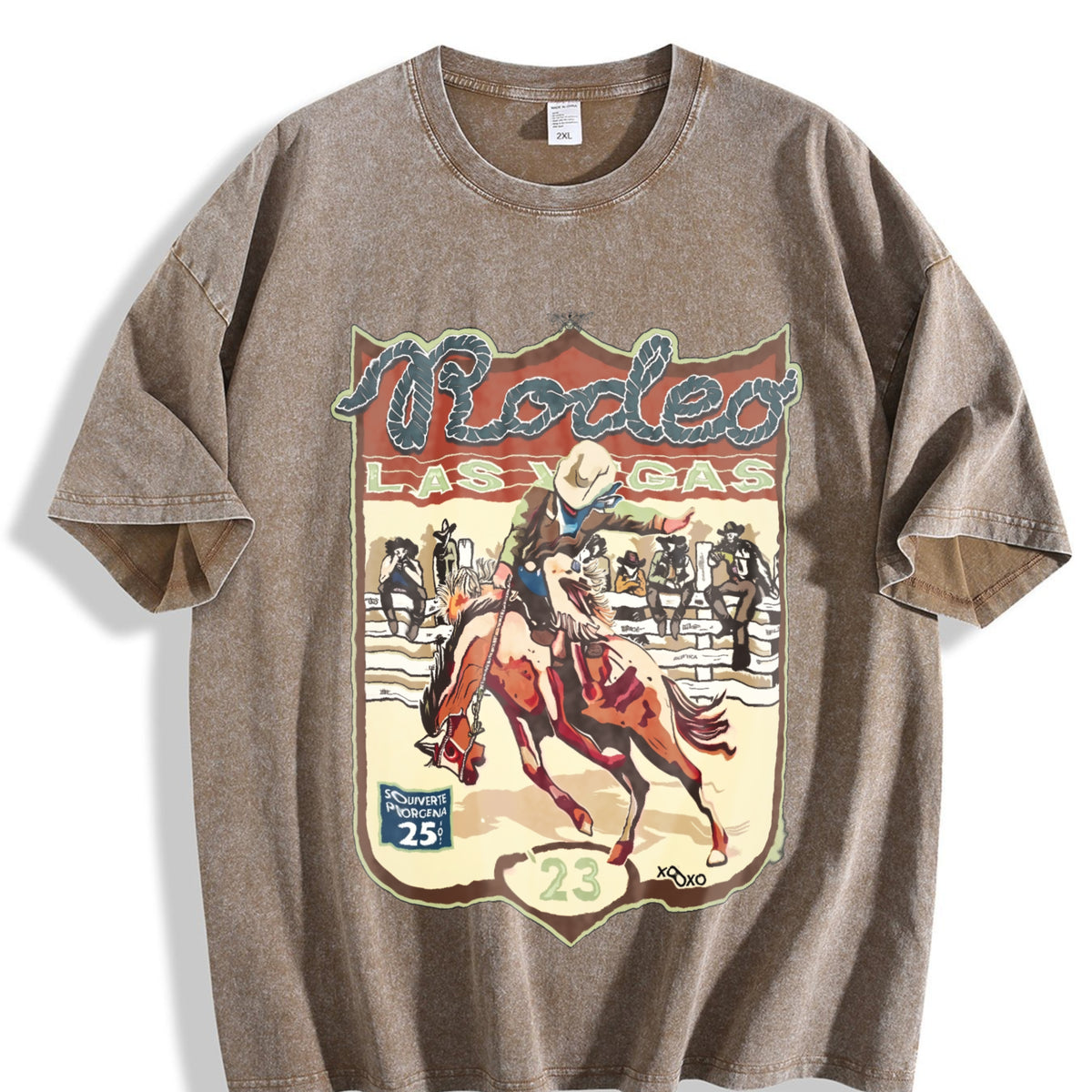 Las Vegas Rodeo Cowboy Vintage Washed T-Shirt - product view