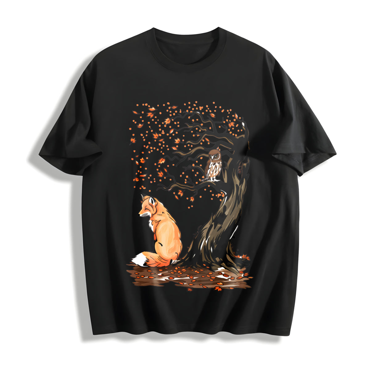 Fox Cotton T-Shirt - Black