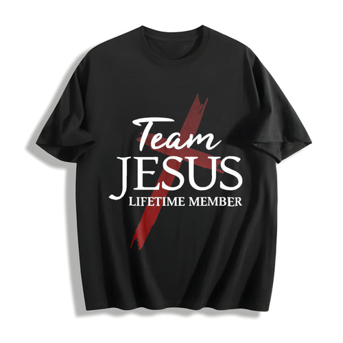 100 Christian God Faith Lifetime Member Team Jesus Cotton T-Shirt - Black